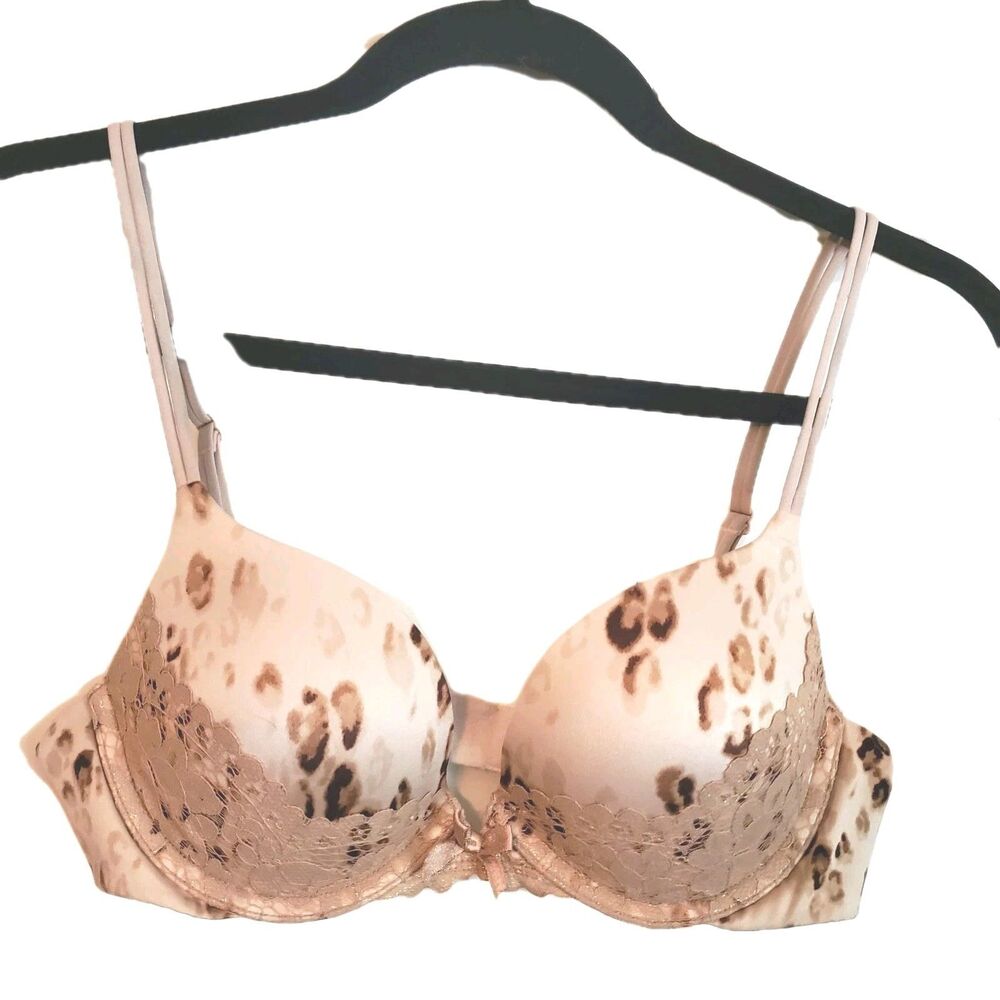 Victoria Secret Very Sexy Padded Push Up 34B Animal Print Gold Lace ID# 36010500